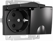 Розетка с заземлением без рамки Werkel 1-м. 2-мод. крышка шторки IP44 белый картинка